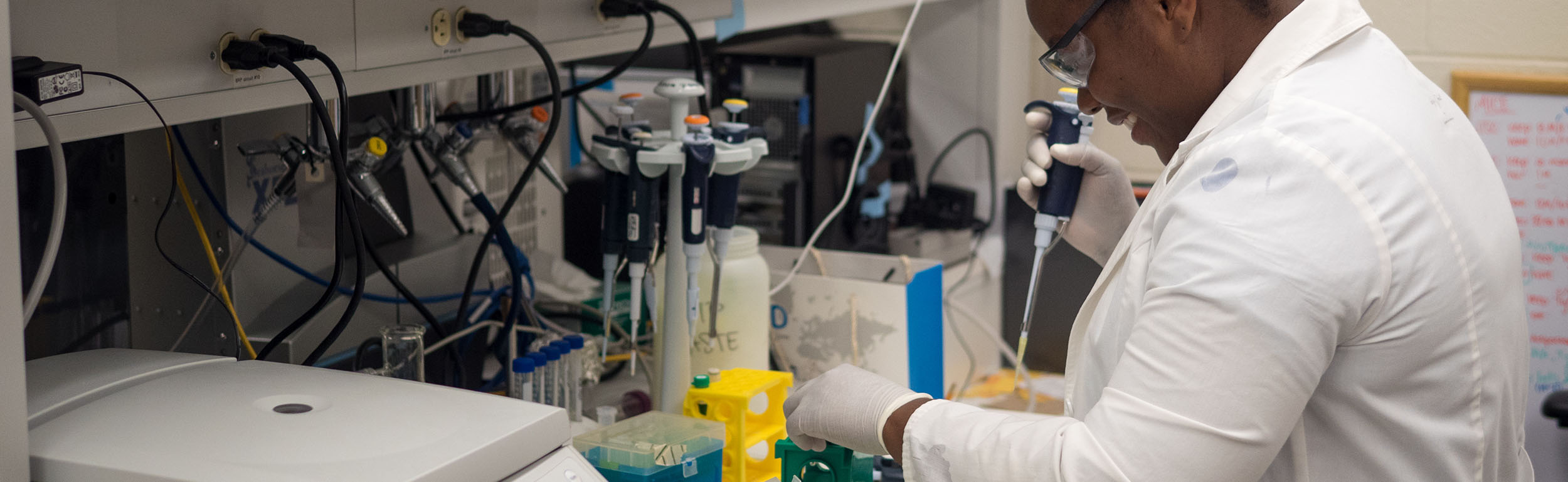 student working in lab