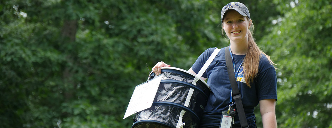 Shannon Hamilton doing mosquito surveillance as part of her internship