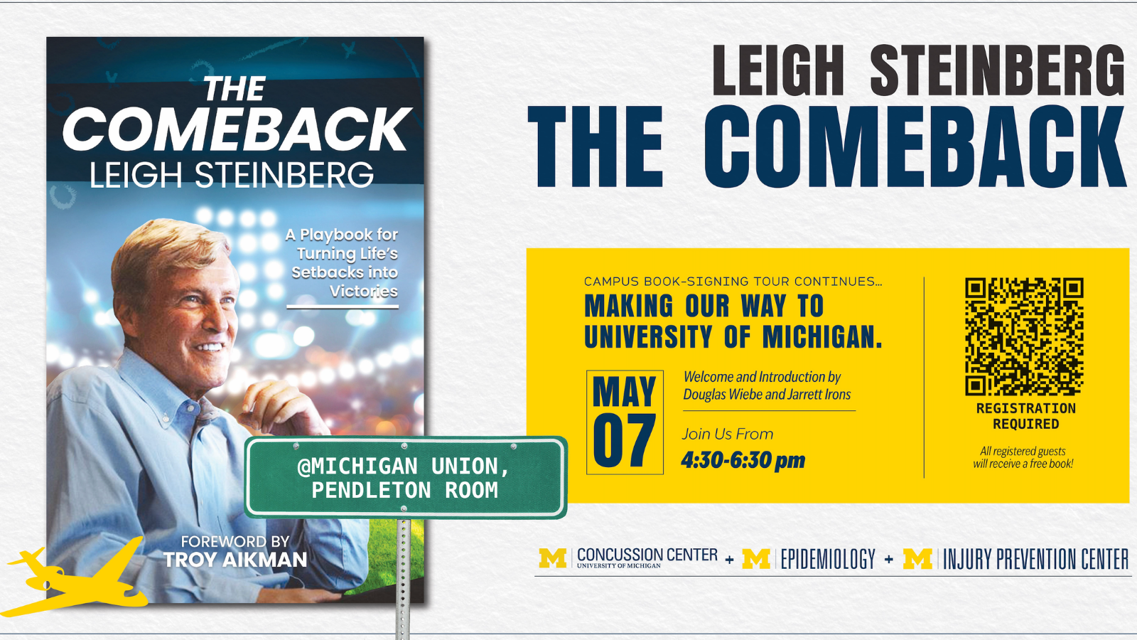 Event Flyer for The Comeback Leigh Steinberg Book Signing