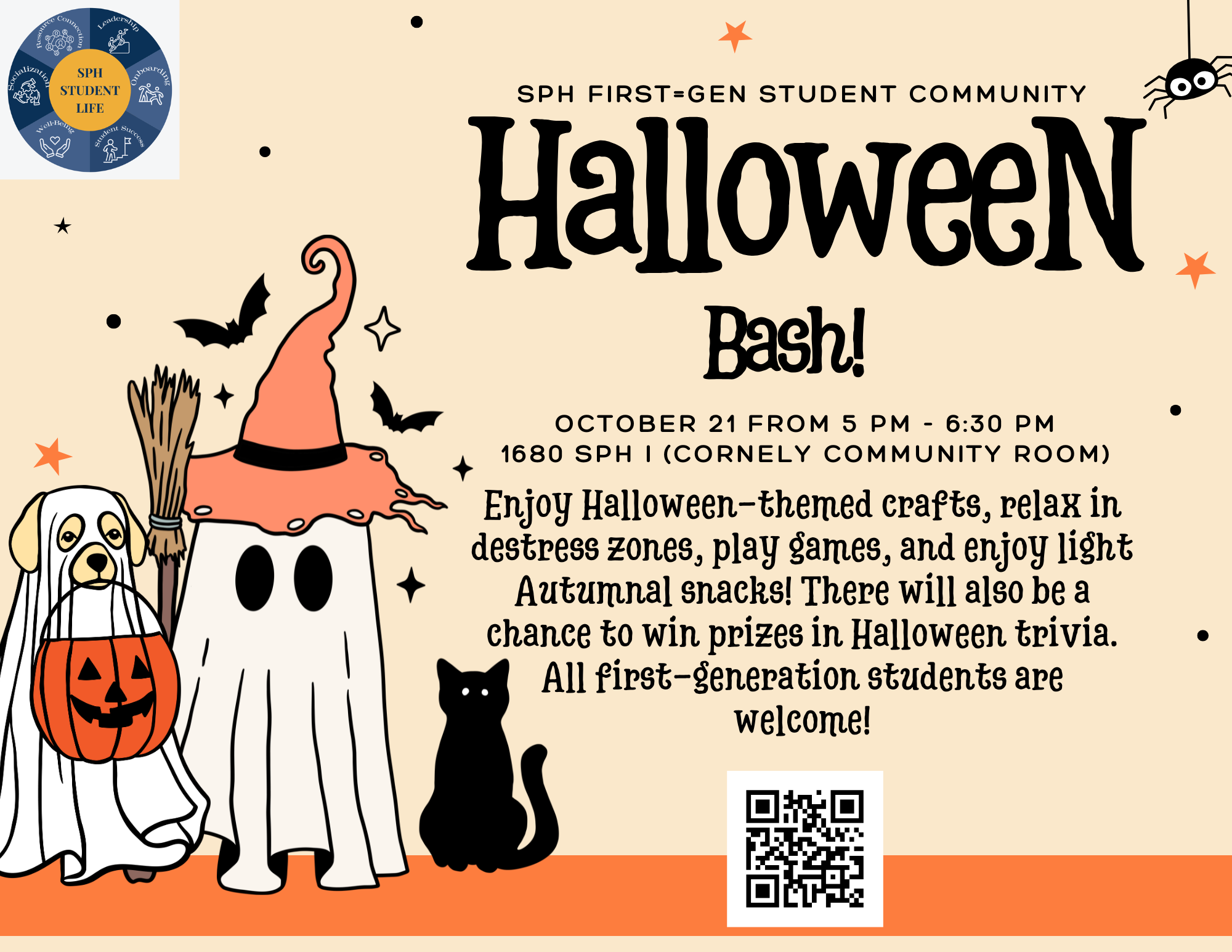 Event Flyer for Halloween Bash - SPH First-Generation Student Community