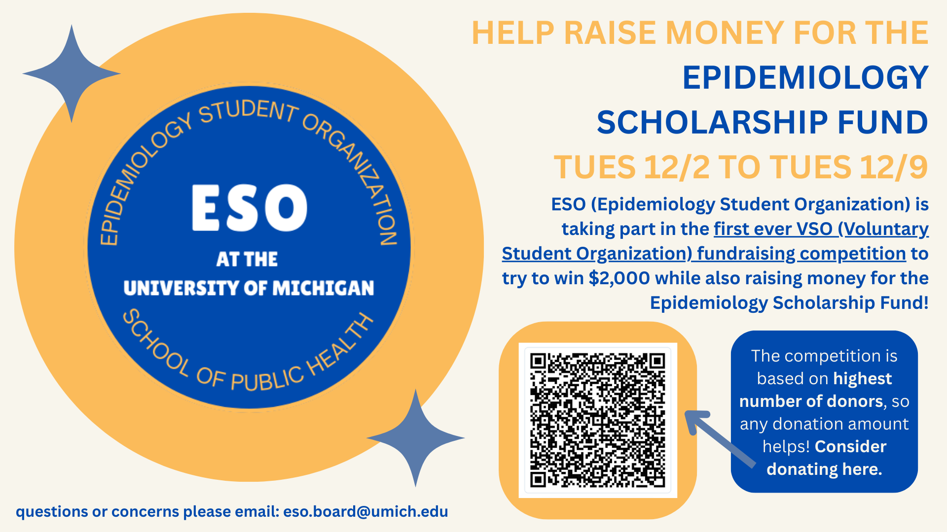 Event Flyer for ESO Takes in VSO Fundraising Competition for Giving Week (12/2-12/9)