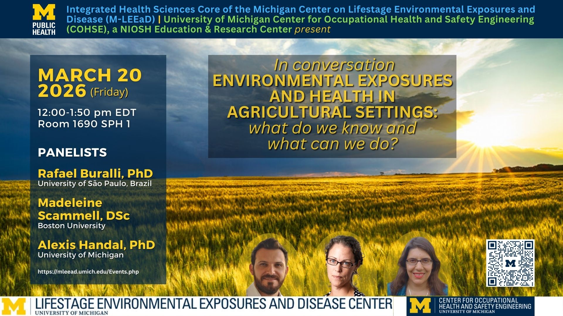 Event Flyer for Environmental exposures and health in agricultural settings