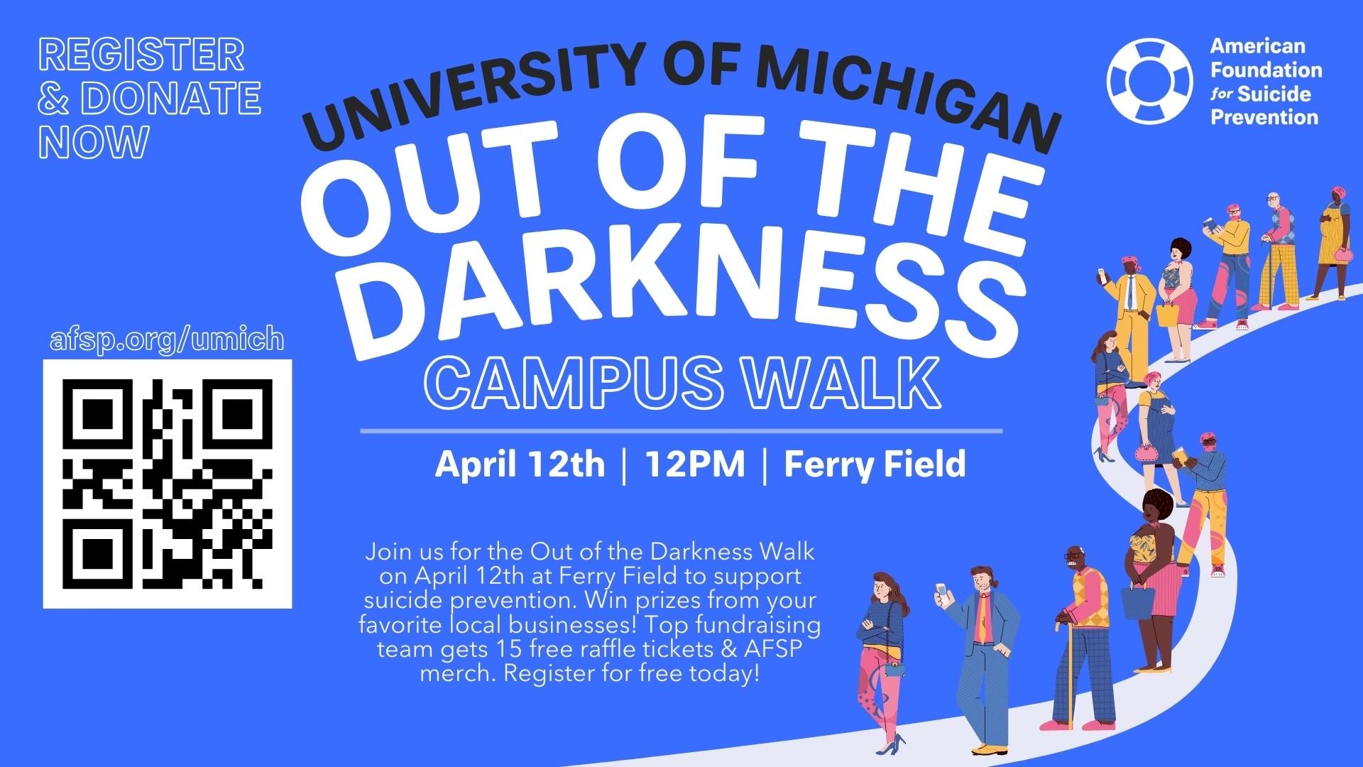 Event Flyer for Out of Darkness Campus Walk