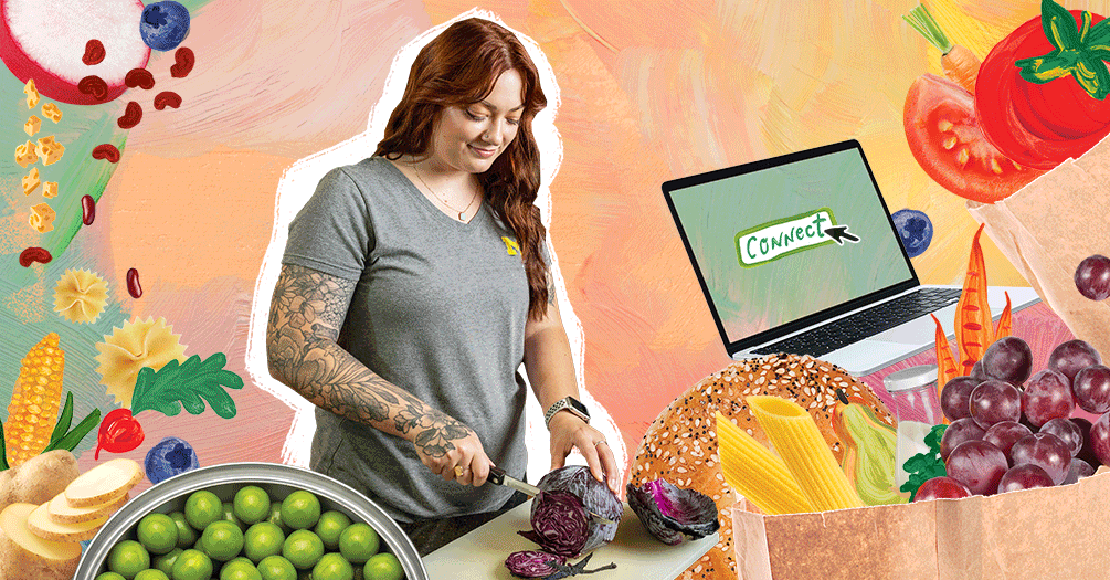 Madelyn Jones chops cabbage for a meal.