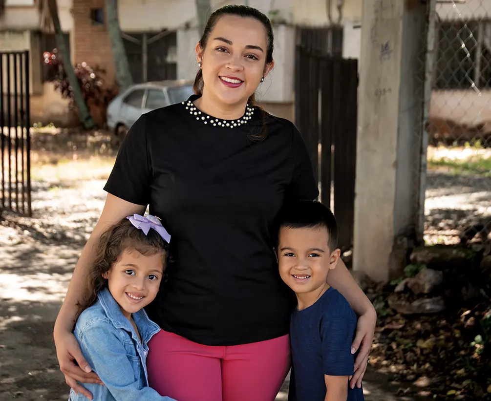 Angie Sandoval with her children.