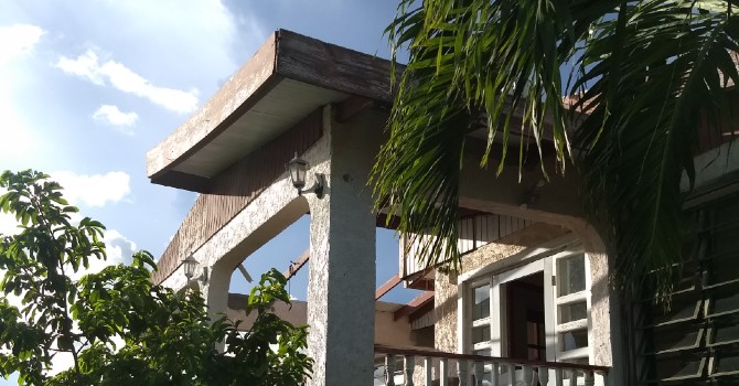 A damaged rooftop in St. Thomas