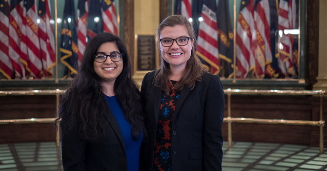 Michigan Public Health students in the capitol building rotunda