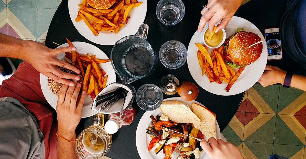 people eating at a restaurant 