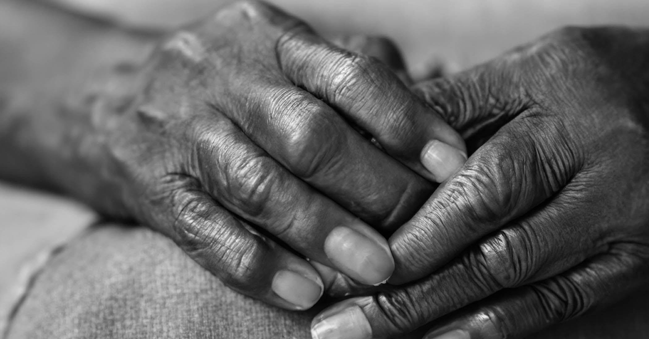 Black and white image of hands.