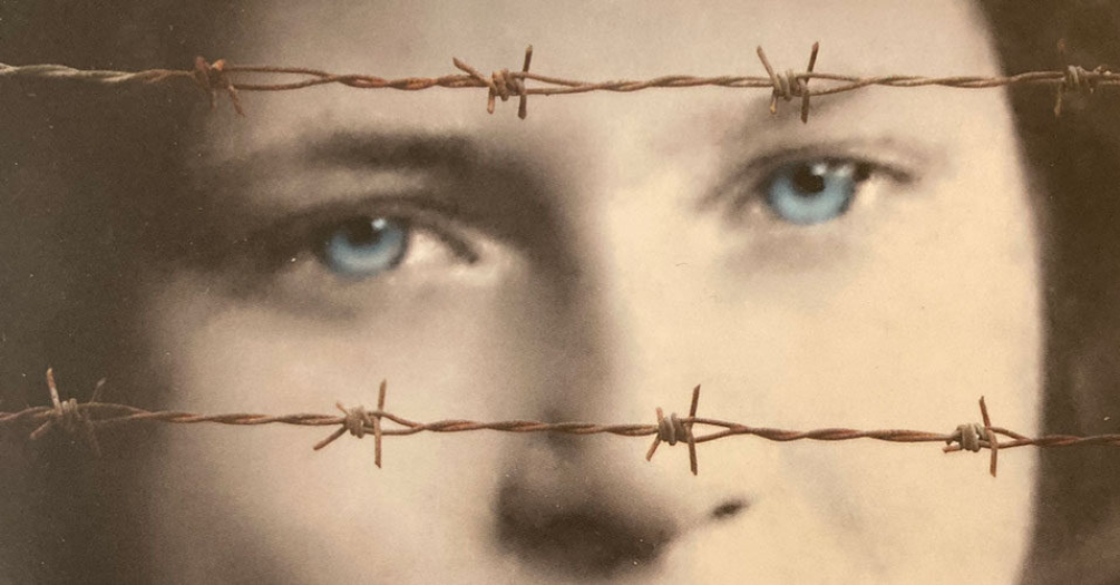 An extreme close-up from the cover of Butter’s memoir “From Holocaust to Hope: Shores Beyond Shores, A Bergen-Belsen Survivor’s True Story,” Leapfrog Press, 2021.