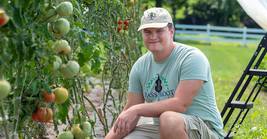 Student in farm setting