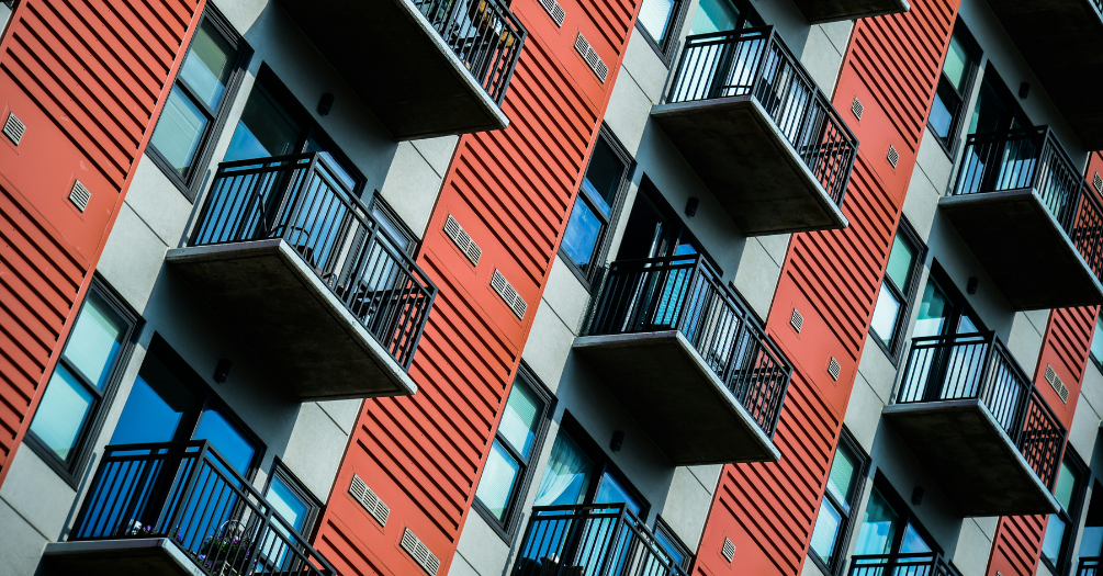 Apartment building balconies