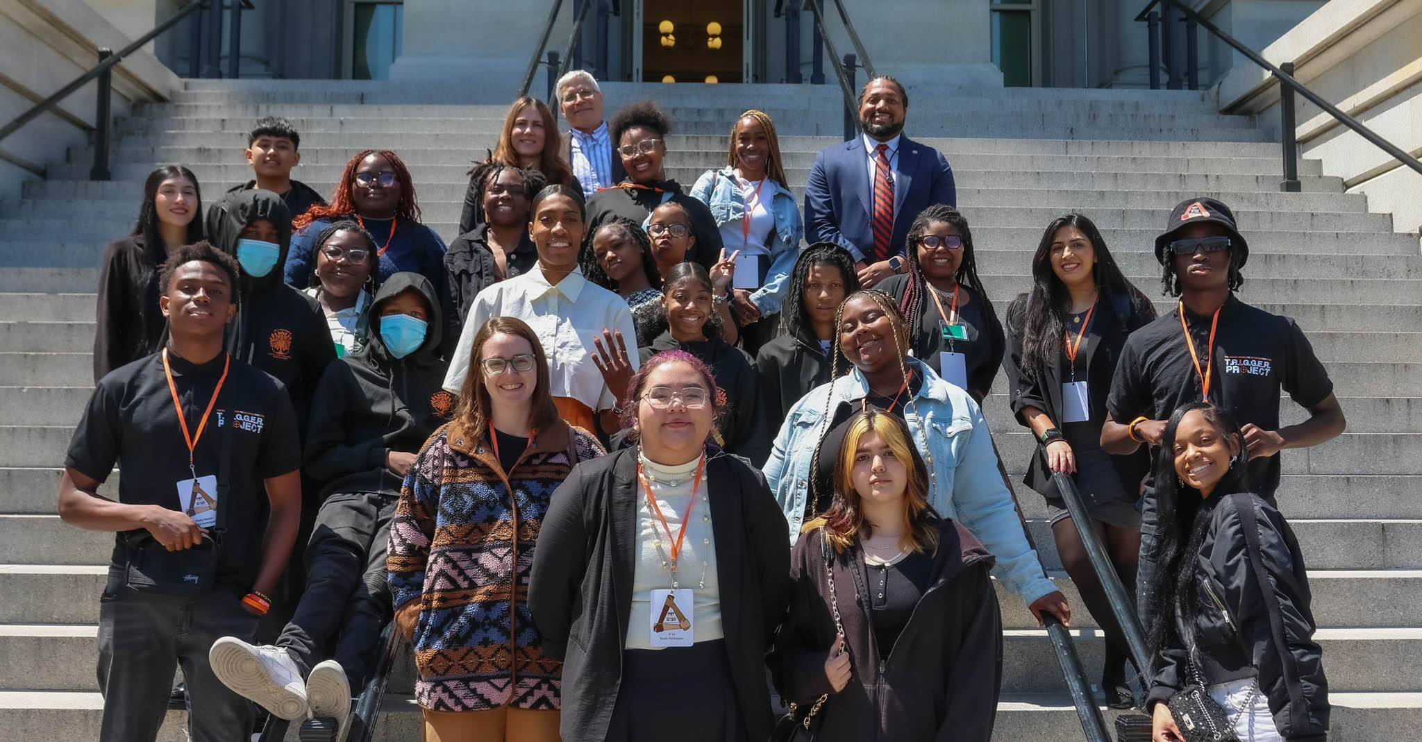 Youth Advisory Board participants gathered for a group portrait after their visit to the White House Office of Gun Violence Prevention