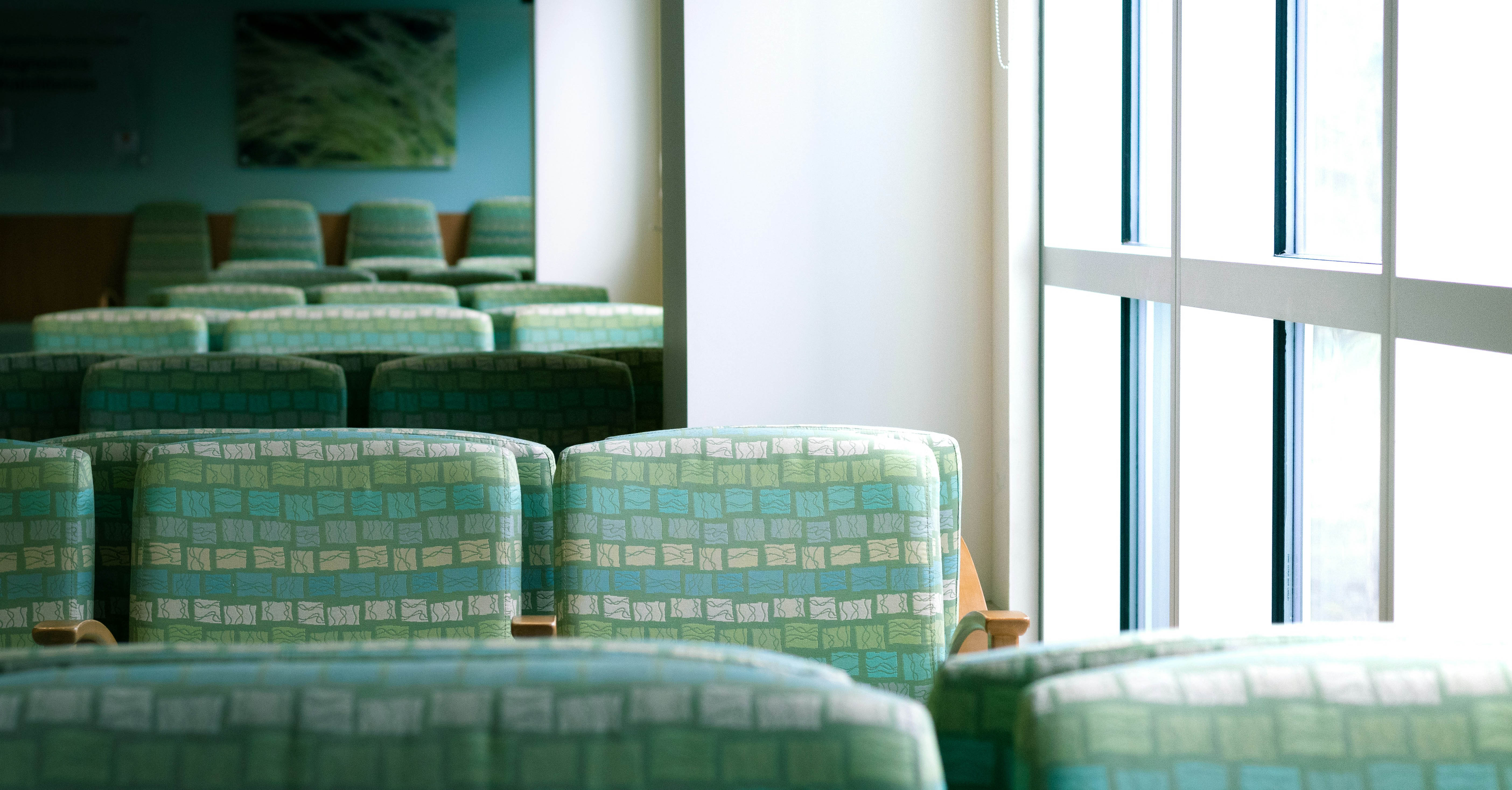 An empty hospital waiting room.